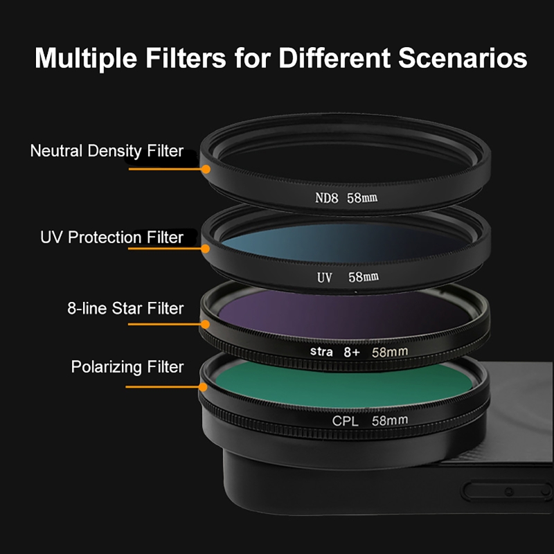 4 in 1 렌즈 58mm 모바일 폰 필터 키트 CPL - Photography Pro 리뷰 및 가격